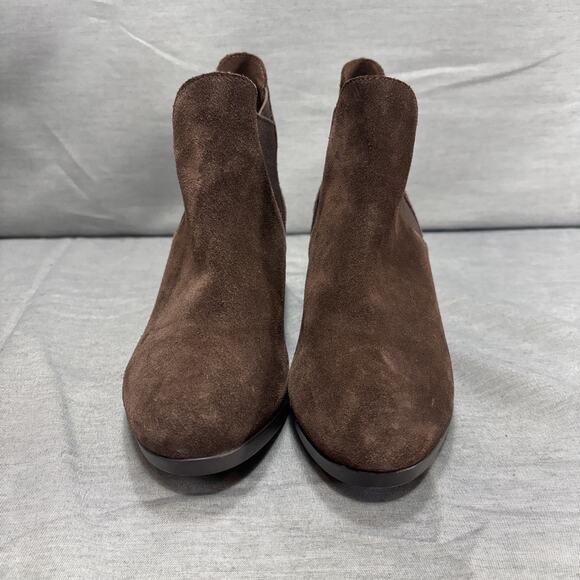 Crocs Dual Comfort Leigh Ankle Boot Women's Espresso Brown Suede Wedge Heel Sz 8 - Picture 2 of 10